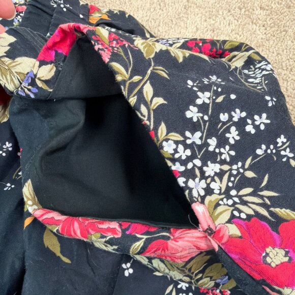F A Chatta Ltd Skirt Womens 8 Black Pink Dark Floral Vintage Made in USA Midi - Picture 9 of 9